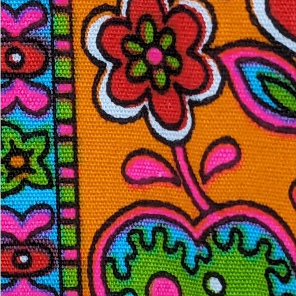 Vintage 1960's 70's Mod DESIGN HOUSE Japan Neon Psychedelic Paisley Apron Dress - Picture 7 of 12